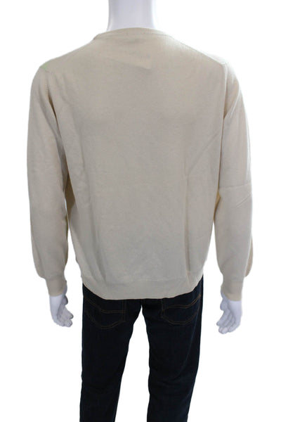 Malo Mens Beige Cashmere Argyle Pullover Crew Neck Long Sleeve Size M