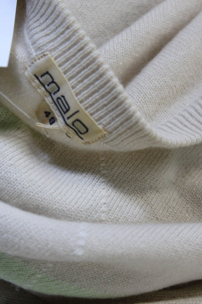 Malo Mens Beige Cashmere Argyle Pullover Crew Neck Long Sleeve Size M