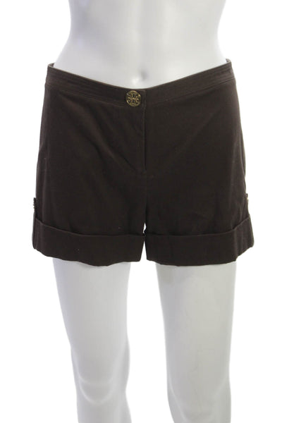 Tory Burch Women Brown Casual Cotton Button Shorts Size 2