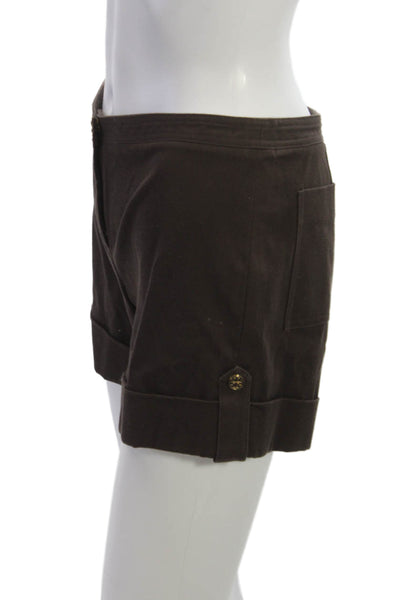Tory Burch Women Brown Casual Cotton Button Shorts Size 2