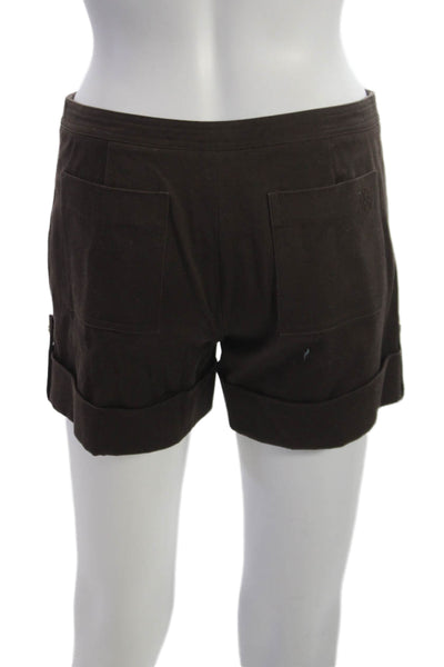 Tory Burch Women Brown Casual Cotton Button Shorts Size 2