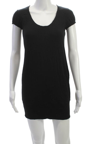Vince Womens T-Shirt Dress Black Scoop Neck Short Sleeve Rayon Size XS