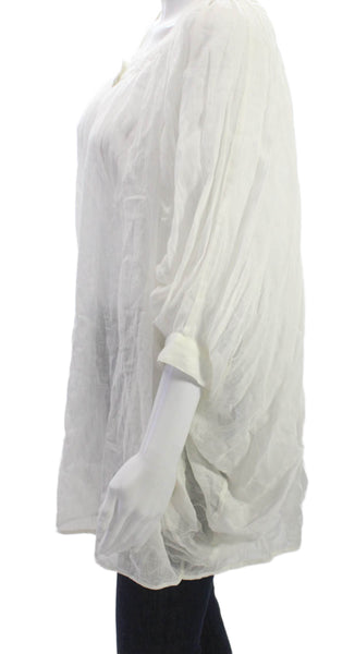 Elizabeth and James Women Tunic Henley Button Cotton 3/4 Sleeve White Size S