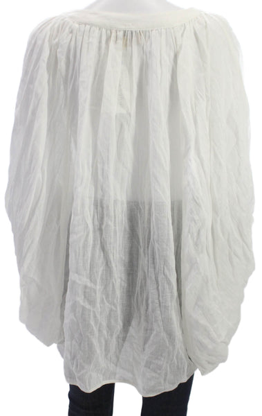 Elizabeth and James Women Tunic Henley Button Cotton 3/4 Sleeve White Size S