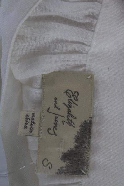 Elizabeth and James Women Tunic Henley Button Cotton 3/4 Sleeve White Size S