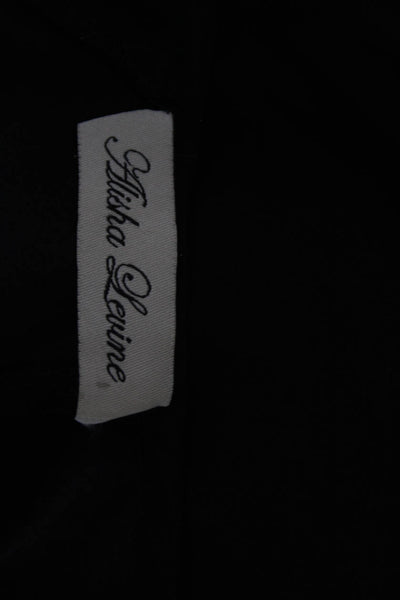 Alisha Levine Womens Silk Tunic Blouse Black 3/4 Sleeve Round Neck Size S