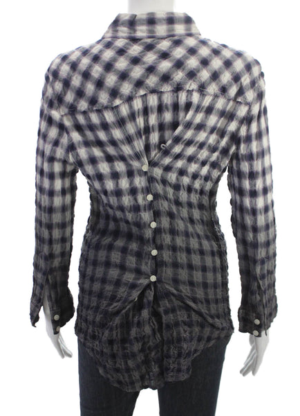 Elizabeth & James Womens Plaid Cotton Collared Button-Up Long Sleeve Size S