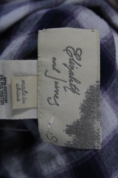 Elizabeth & James Womens Plaid Cotton Collared Button-Up Long Sleeve Size S