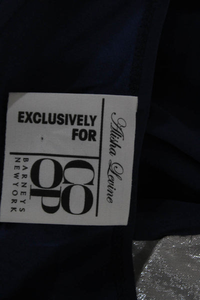Alisha Levine Womens Basic Silk Tank Blue Round Neck Sleeveless Size S