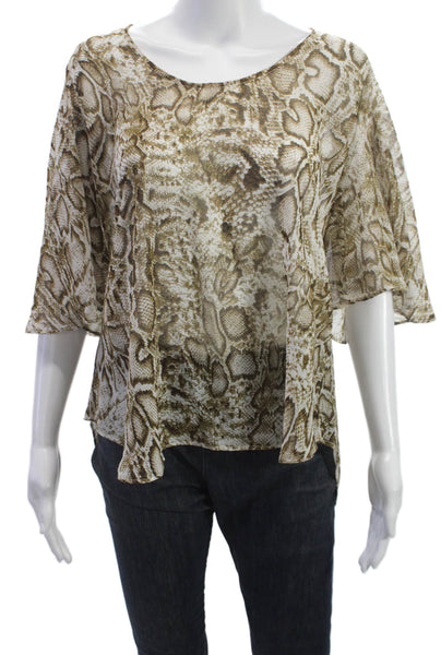 Lovers + Friends Women Multicolor Animal Print Tunic Blouse 3/4 Sleeve Size S