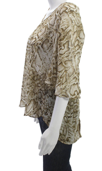 Lovers + Friends Women Multicolor Animal Print Tunic Blouse 3/4 Sleeve Size S