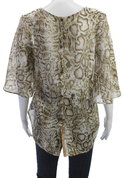 Lovers + Friends Women Multicolor Animal Print Tunic Blouse 3/4 Sleeve Size S