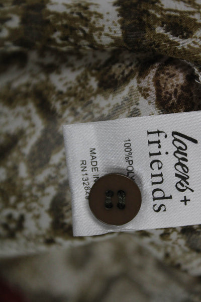 Lovers + Friends Women Multicolor Animal Print Tunic Blouse 3/4 Sleeve Size S