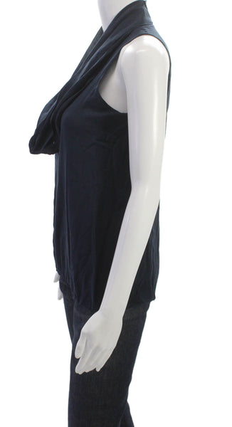 Vince Womens Silk Cowl Neck Sleeveless Basic Tank Blue Pullover Size 2
