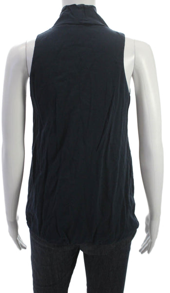 Vince Womens Silk Cowl Neck Sleeveless Basic Tank Blue Pullover Size 2
