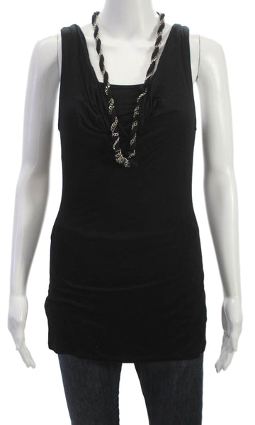 Ella Moss Womens Cowl Neck Sleeveless Tunic Black Rayon Pullover Size S