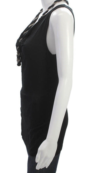 Ella Moss Womens Cowl Neck Sleeveless Tunic Black Rayon Pullover Size S