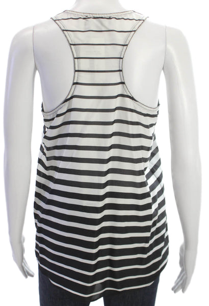 Aqua Women Black Striped Scoop Neck Basic Tank Polyester Sleeveless Size XS