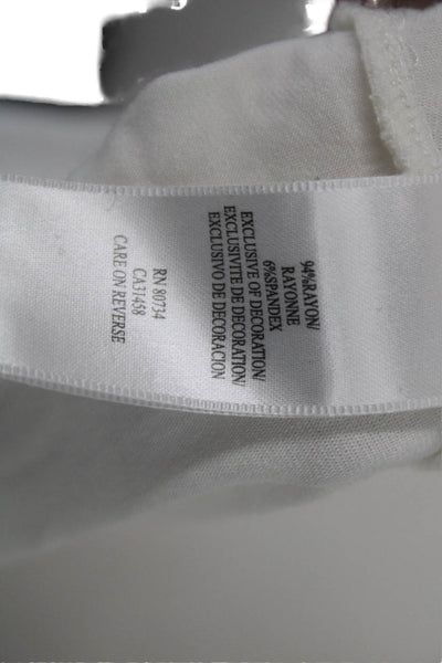 BCBGMAXAZRIA Womens Tunic Blouse V-Neck Long Sleeve White Rayon Size XS