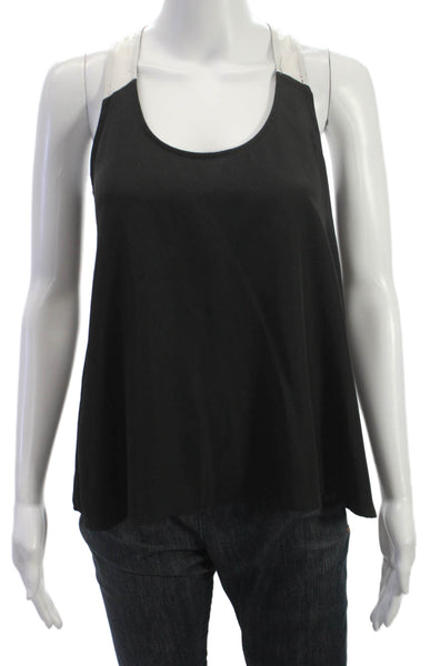 Aqua Womens Basic Tank Black Sleeveless Scoop Neck 100% Polyester Size S