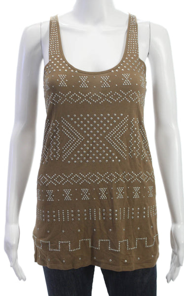 Torn by Ronny Kobo Women Tunic Brown Scoop Neck Geometric Sleeveless Size S
