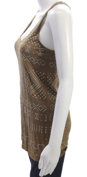 Torn by Ronny Kobo Women Tunic Brown Scoop Neck Geometric Sleeveless Size S