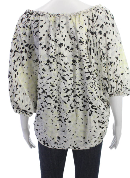 Chelsea Flower Womens Silk Scoop Neck Animal Print Blouse 3/4 Sleeve Size XS