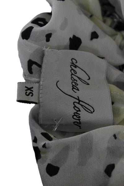 Chelsea Flower Womens Silk Scoop Neck Animal Print Blouse 3/4 Sleeve Size XS