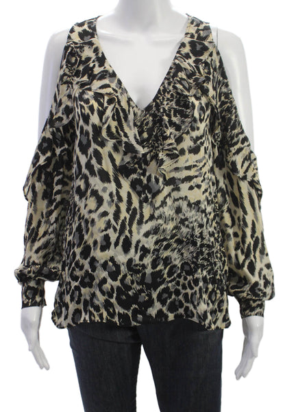 Parker Womens Silk Animal Print V-Neck Long Sleeve Basic Blouse Size XS
