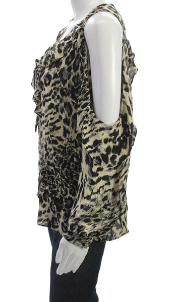 Parker Womens Silk Animal Print V-Neck Long Sleeve Basic Blouse Size XS