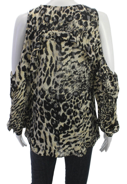 Parker Womens Silk Animal Print V-Neck Long Sleeve Basic Blouse Size XS
