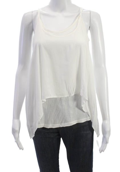 Splendid Women Tank White Pima Cotton Round Neck Size XS