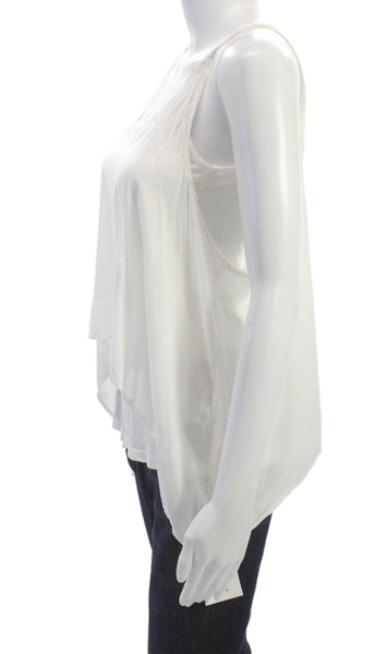 Splendid Women Tank White Pima Cotton Round Neck Size XS