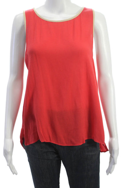 Ella Moss Women Basic Red Rayon Sleeveless Round Neck Tank Pullover Size S