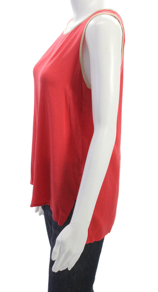 Ella Moss Women Basic Red Rayon Sleeveless Round Neck Tank Pullover Size S