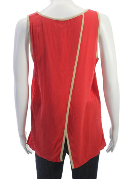 Ella Moss Women Basic Red Rayon Sleeveless Round Neck Tank Pullover Size S