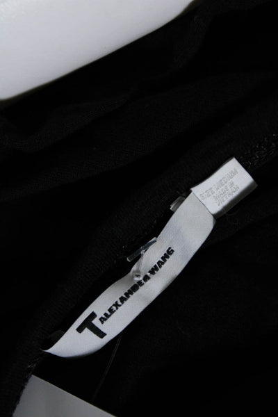 T Alexander Wang Womens Long Sleeve Crew Neck Pocket Tee Shirt Black Size Medium