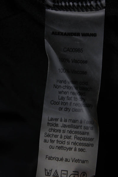 T Alexander Wang Womens Long Sleeve Crew Neck Pocket Tee Shirt Black Size Medium
