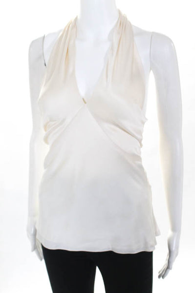 Ralph Lauren Black Label White Silk Sleeveless Halter Top Size 6 LL19LL