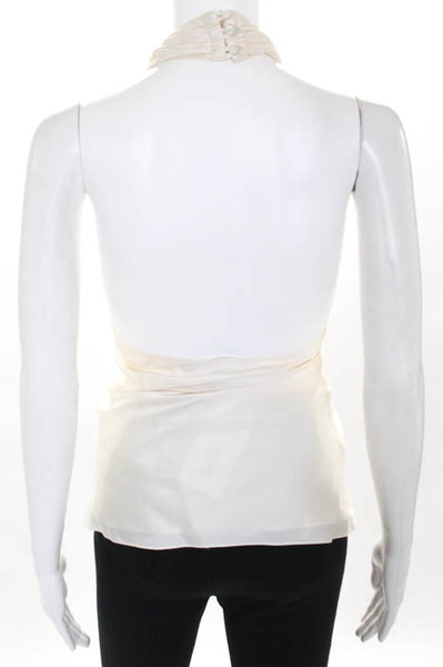 Ralph Lauren Black Label White Silk Sleeveless Halter Top Size 6 LL19LL