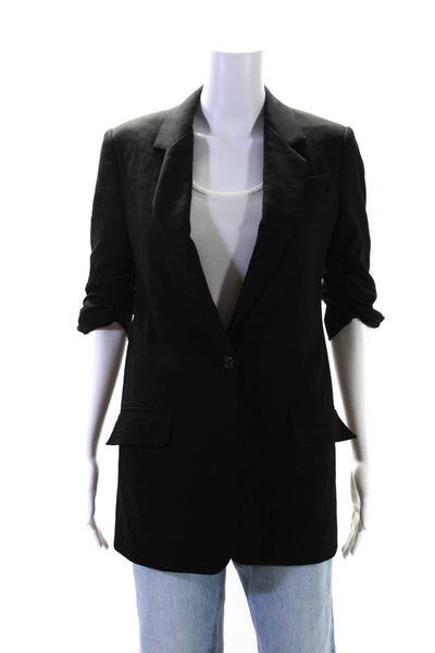 Elizabeth and James Women's Cinch Sleeves Line One Button Blazer Black Size 2