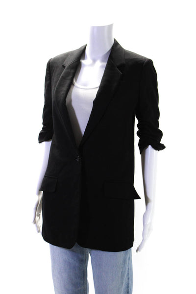 Elizabeth and James Women's Cinch Sleeves Line One Button Blazer Black Size 2