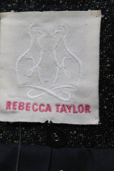 Rebecca Taylor Black Embellished Crew Neck Snap Front Jacket Size 6