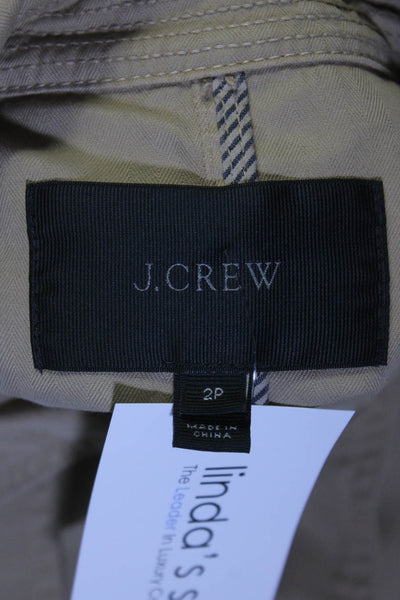 J Crew Womens Herringbone Twill Belted Trench Coat Jacket Beige Size 2 Petite