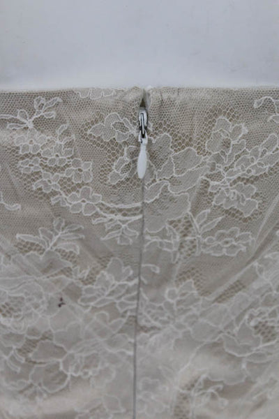 Rafael Cennamo White Couture  Beige White Silk Lace Mesh Overlay Strapless Brida
