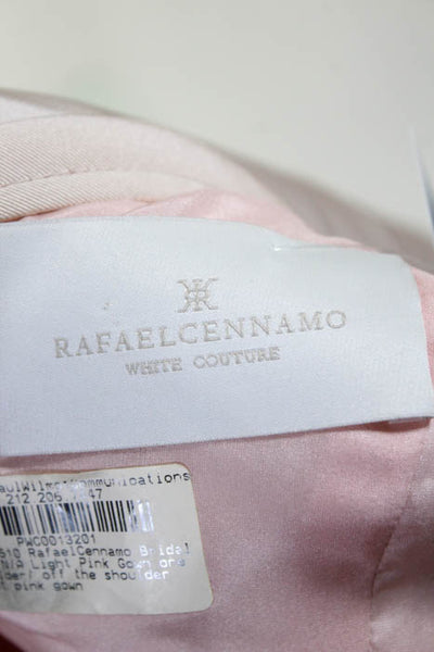 Rafael Cennamo White Couture  Light Pink Off Shoulder Velvet Contrast Slit Front