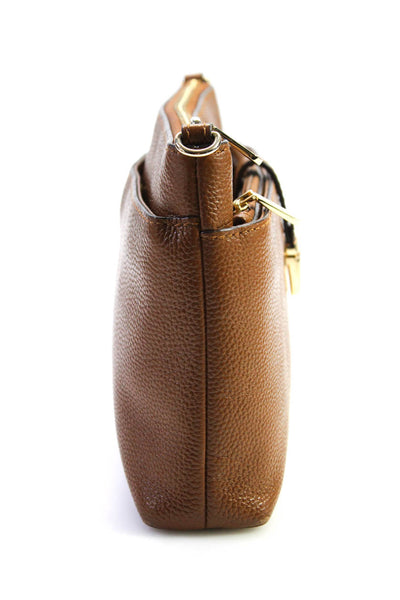 Michael Kors Women's Zip Closure Textured Leather Crossbody Handbag Camel Size M