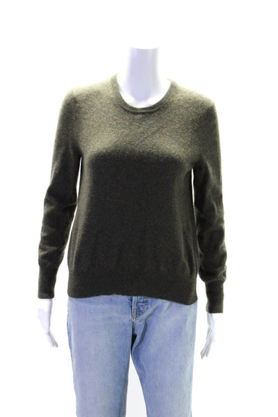 Naadam Womens Cashmere Knit Crew Neck Long Sleeve Sweater Top Green Size S