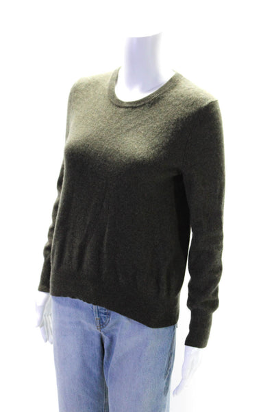 Naadam Womens Cashmere Knit Crew Neck Long Sleeve Sweater Top Green Size S