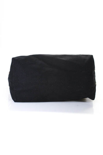 Kate Spade New York Black White Canvas Striped Open Top Tote Handbag